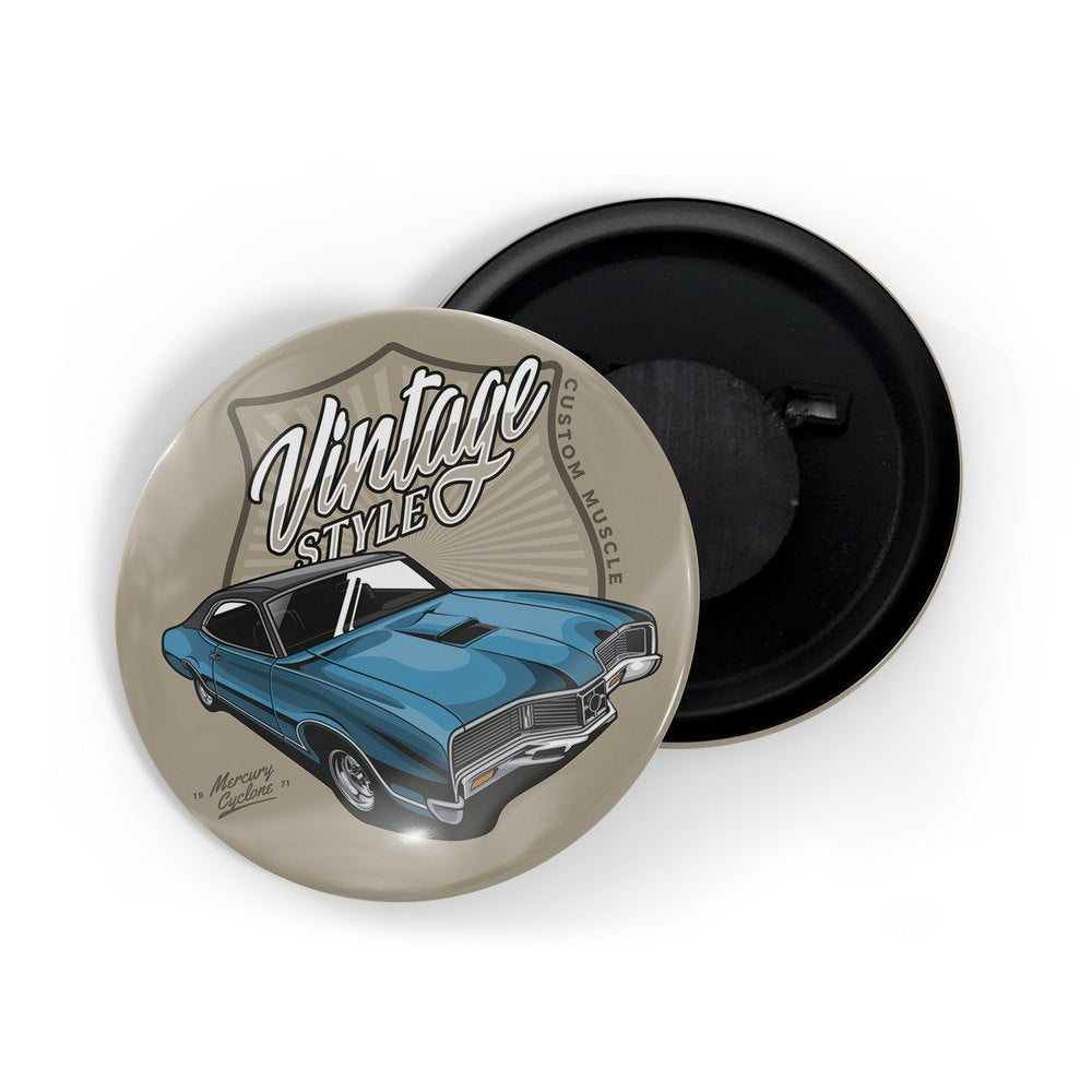 dhcrafts Fridge Magnet Grey Classic legend Vitnage Car Automobile D9 Glossy Finish Design Pack of 1 (58mm)